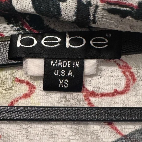 Bebe Vintage Y2K Multicolor Graffiti Mesh  Quarter Sleeve Too Button Up - Picture 6 of 6